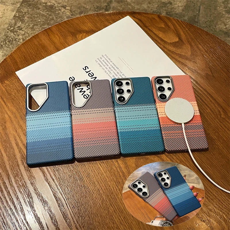 Einfache farbige Muster-Hartschale für die Samsung Galaxy S25 Ultra/S25+-Serie mit unsichtbarer magnetischer Aufladung