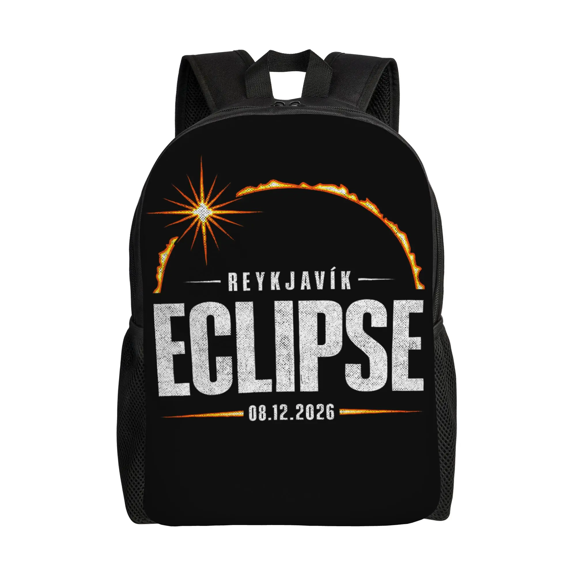 2026 Reykjavik Iceland Total Solar Eclipse Souvenir Backpack for Men Women Teenage Student Daypack  College Shoulder Bag Sports