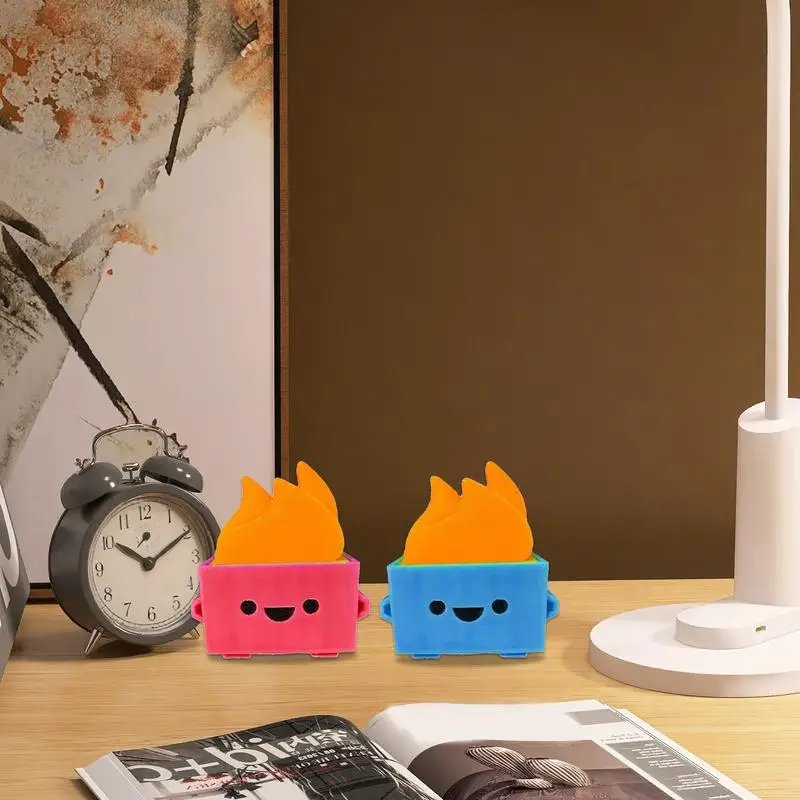 Dumpster Fire Ornament Cool Cute Desk Dumpster 3D Smile Stylish Teeny Tiny Dumpster Fire for Table Desk Living Room Bedroom