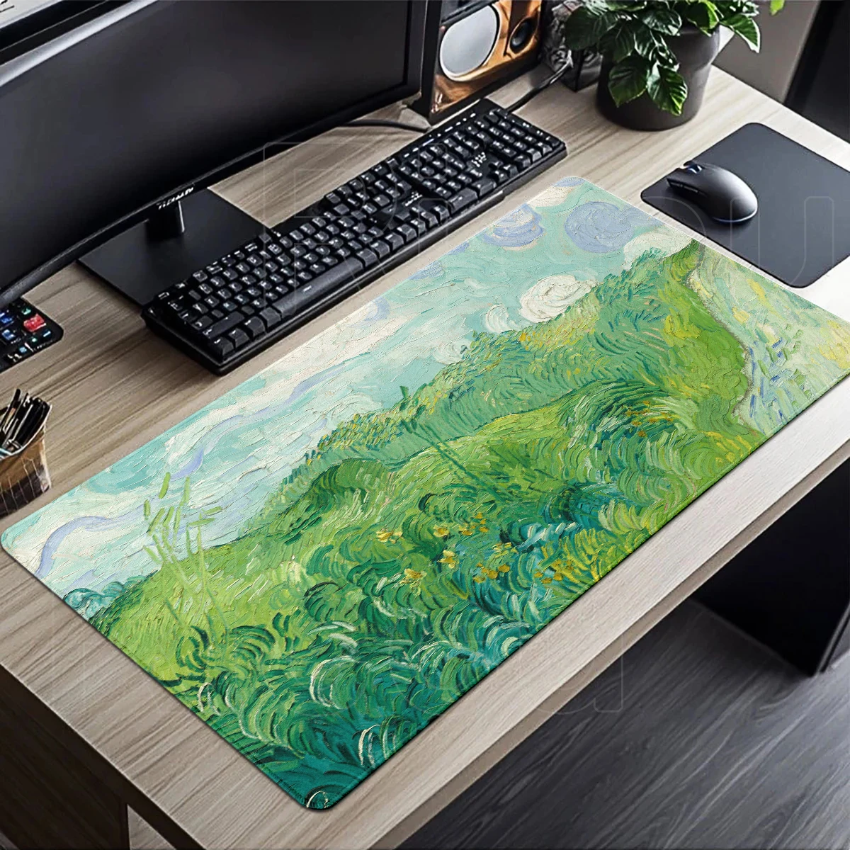 Ölgemälde-Mauspad Van Gogh's Rubber XXL Mousepad Büro- & Gamer-Tastatur-Dekomatte Schreibtischzubehör Große PC-Unterlage Tischmatte