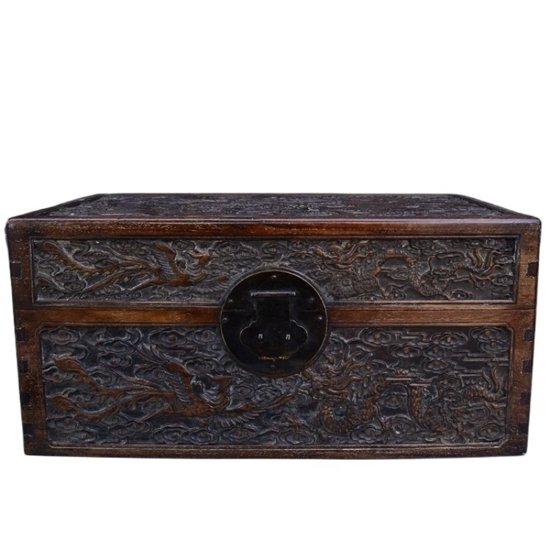 

pear relief, dragon and phoenix Chengxiang wooden box, storage box, classical nostalgic old object collection