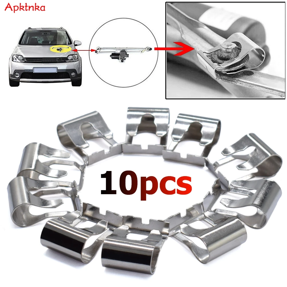 APKTNKA 10x Universal Wiper Linkage Motor Rods Repair Clips Car Windscreen Arms Link Mechanism Clip Fix Kit Spring Auto