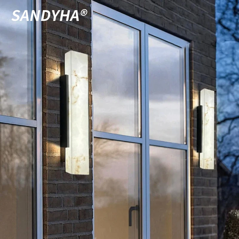 SANDYHA Imitation Marble LED Wall Lamp Stylish Square Design Modern Indoor Living Room Bedroom Decoration Accent Lighting