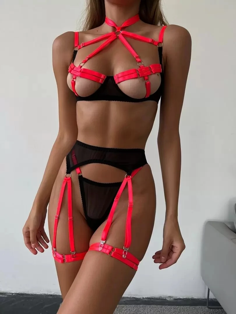 

Harness Lingerie Set Bondage Bra Garter Belt for Women