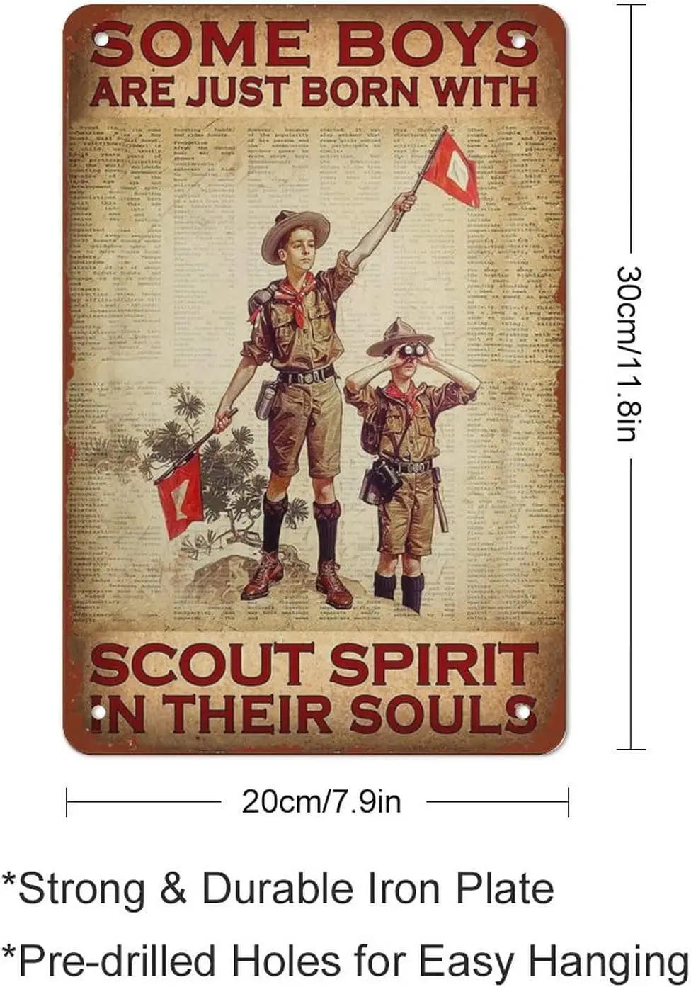 Boy Scout Poster Metal Tin Sign,Some Boys are Just Born with Scout Spirit in Their Souls Aluminum Metal Home Poster Sign