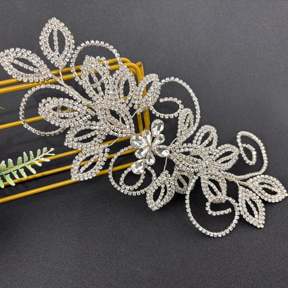 DZ334 فاخر حجر الراين مجوهرات الزفاف إكسسوارات الشعر الفضة الذهب موضة إكسسوارات الشعر كريستال العصابات الشعر للنساء التيجان