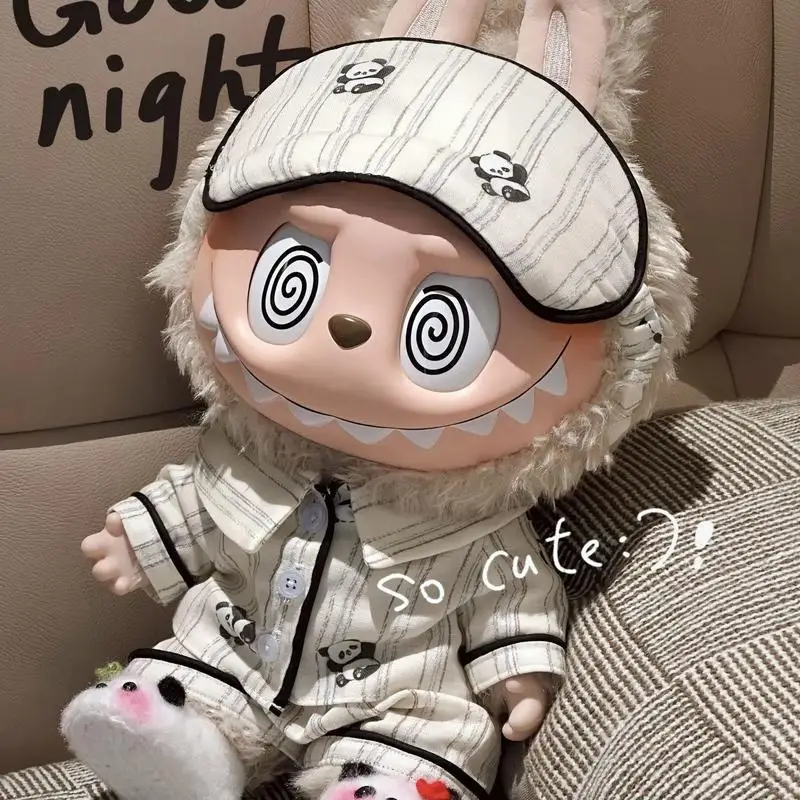 ل Labubu ملابس الطفل 17 سنتيمتر ملابس النوم لطيف أفخم دمية فستان مجموعة الإبداعية مفاجأة فستان هدية اكسسوارات