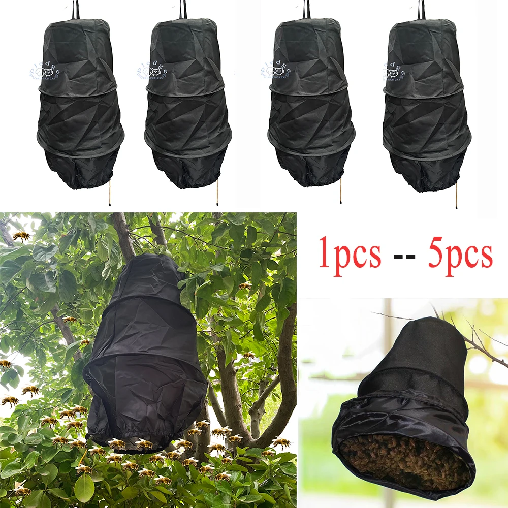Black Cloth Bee Hive Cage Wild Bee Swarm Trap Lightproof Beekeeping Tool with Hanging Loop for Outdoor Honey Bee Collection