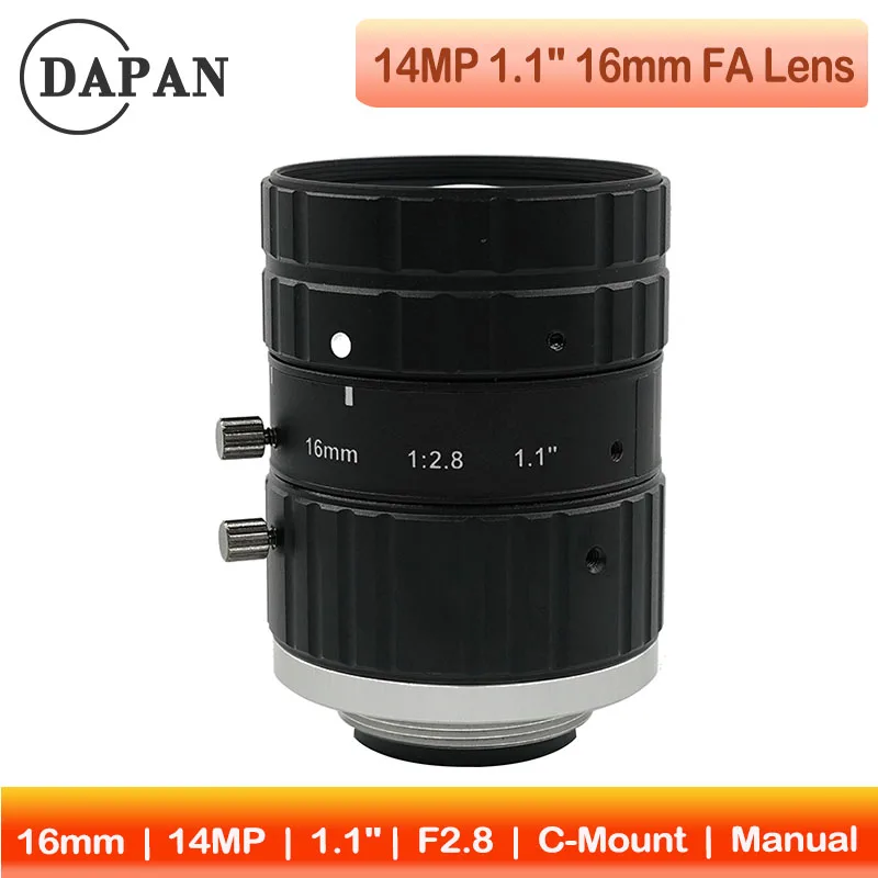 

16mm FA Lens 14.0Megapixel 1.1Inch Industrial Camera Lens F2.8 Aperture Manual Iris 12MP C Mount CCTV Camera Lens