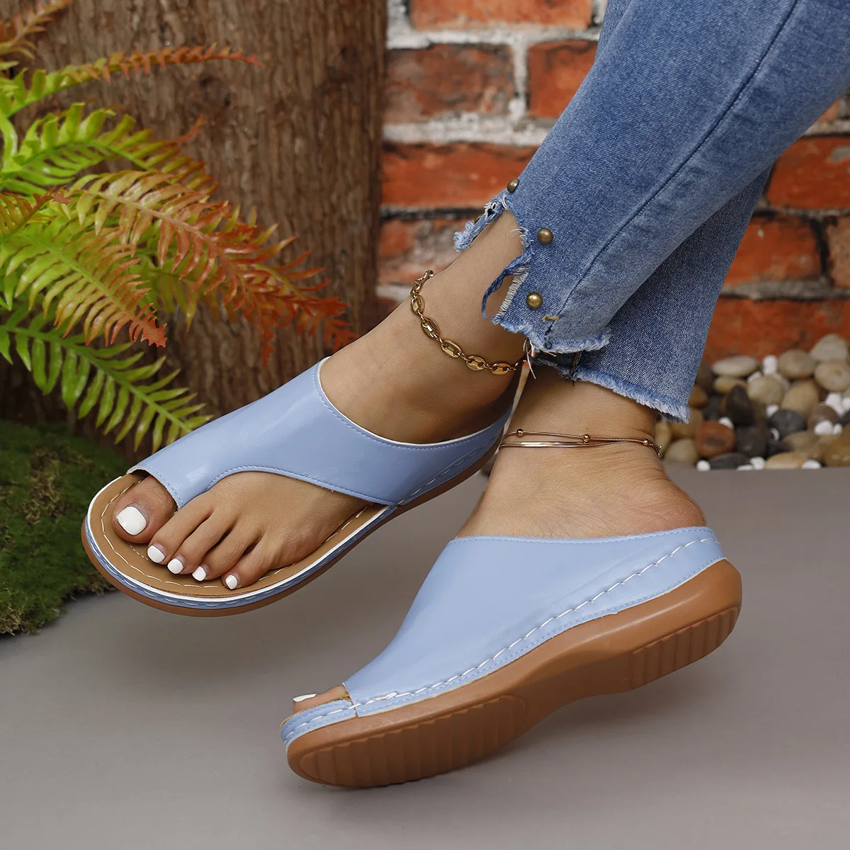 Women Sandals Summer Outdoor Leisure Comfy Wedge Sandals Ladies Slip on Orthopedic Bunion Corrector Slippers Sandalias De Mujer