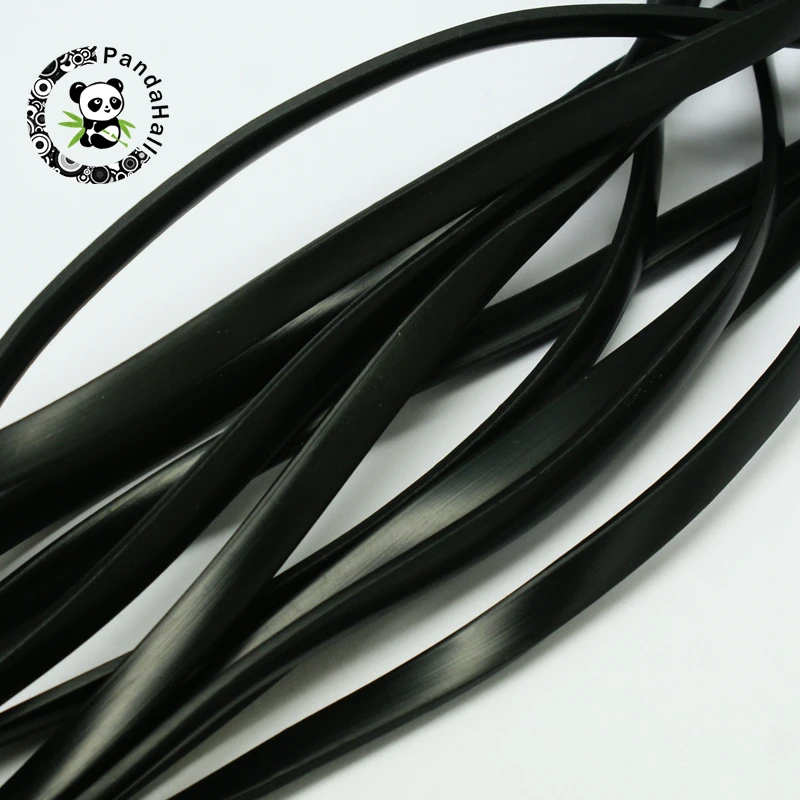 10 strand Synthetic Rubber Beading Cord Flat Solid Black Wire For Jewelry Making Finding,1m/strand