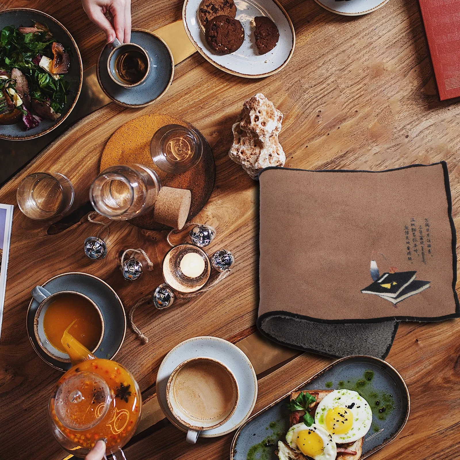 

1 шт., высококачественное хлопковое чайное полотенце с вышитым дизайном, цветное водопоглощающее многоцелевое для домашней кухни