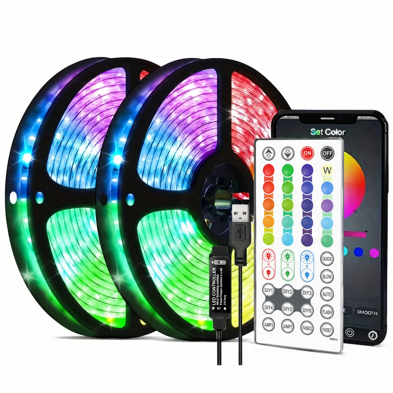 LTG-GEE RGB LED-Streifenlichter Musik-Sync USB 5V Fernbedienung LED-Band Flexible Lampe für Raumdekoration, Party, TV, Schreibtisch, Schlafzimmer