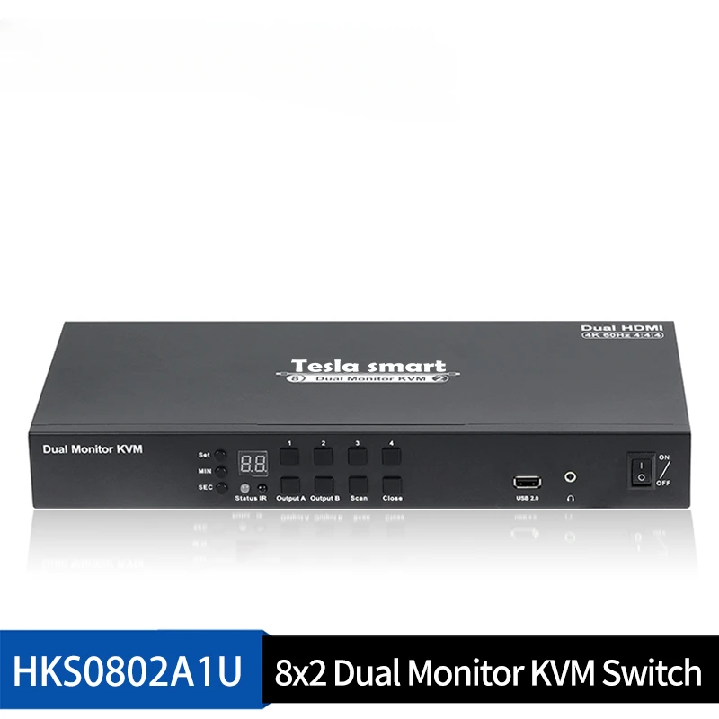 8X2 HDMI Dual Display KVM Switch 4K60Hz Supports DCCI