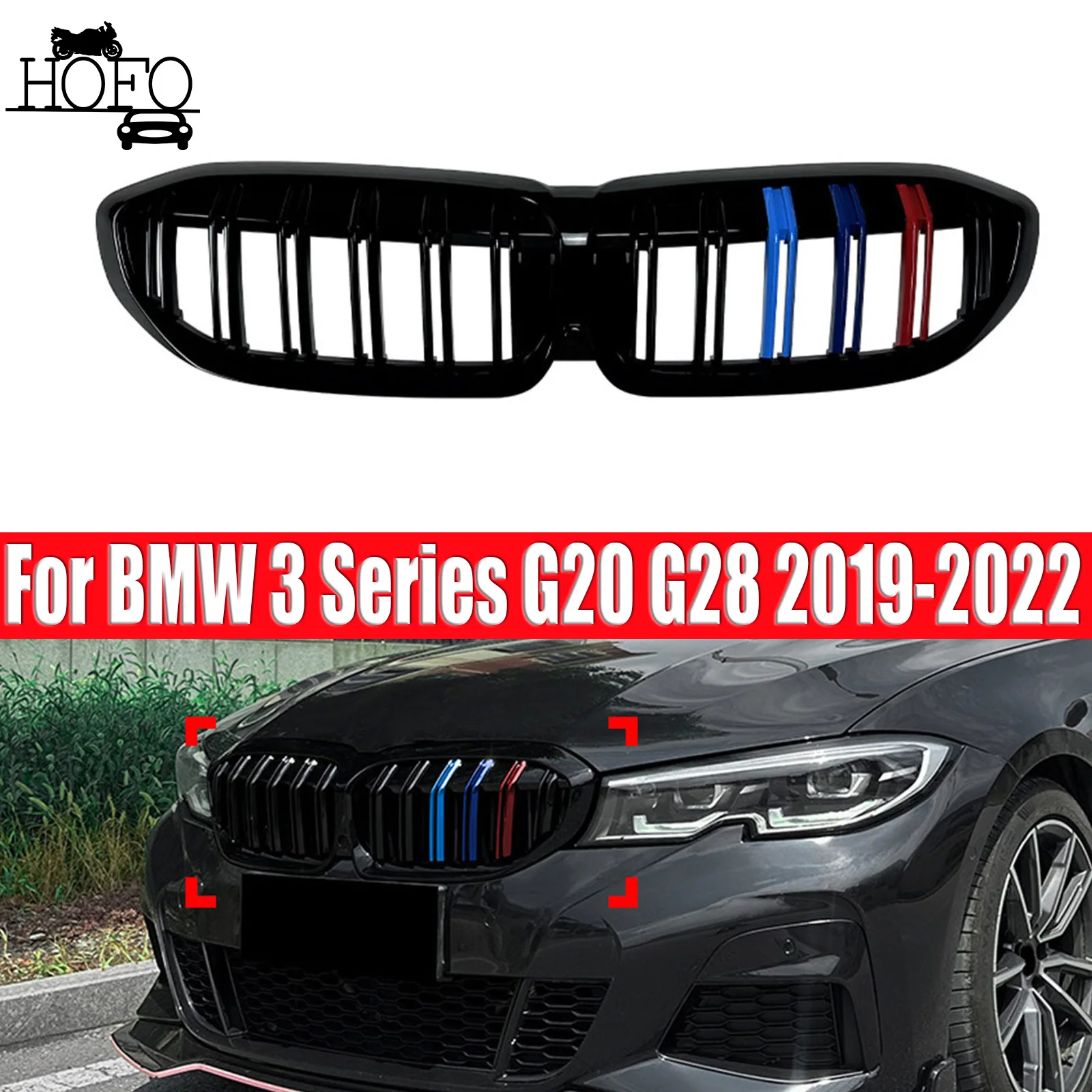 

Front Inlet Grille Middle Mesh Bumper Grill Rep lacement Tuning For BMW 3 Series G20 G28 2019-2022