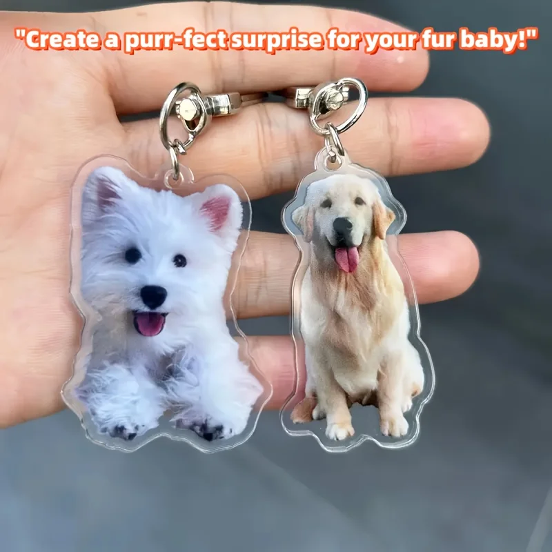 Custom Photo Personalized Dog Keychain - Customizable Pet ID Tag with Your Own Picture, Memorial Pet Lover Gift, Durable Acrylic image 5