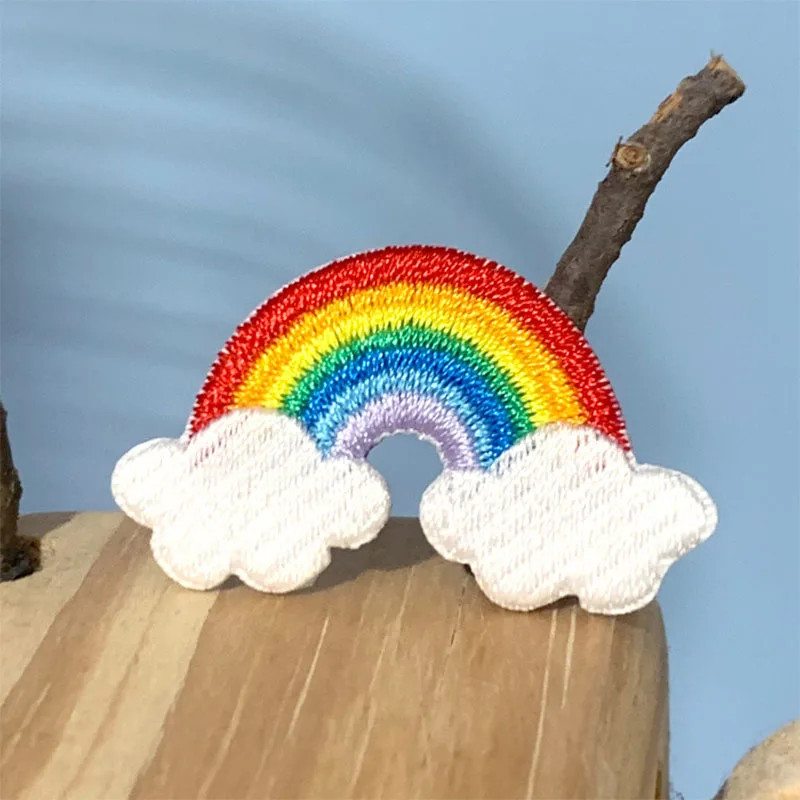 Rainbow Clouds Self-adhesive Embroidery Patch Applique On Jeans Scratch Patch Decorative Phone Case DIY Scrapbooking Sweing