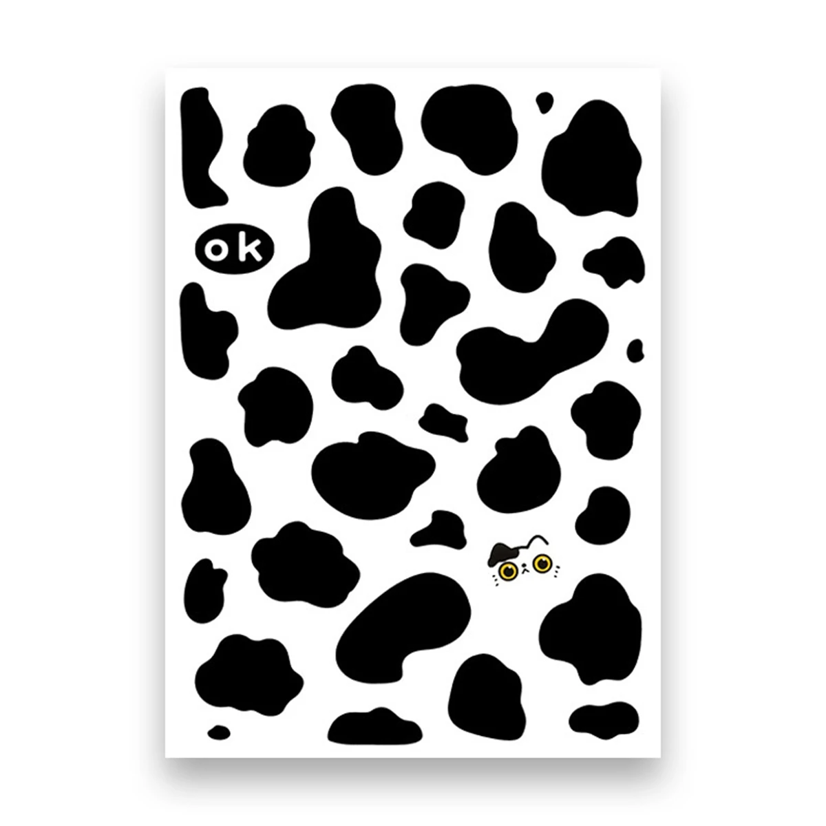 170Pcs Cow Print Stickers Self-Adhesive Black Cow Pattern Decals Decorative Black Spot Stickers for Cow Theme Party Decor,Crafts