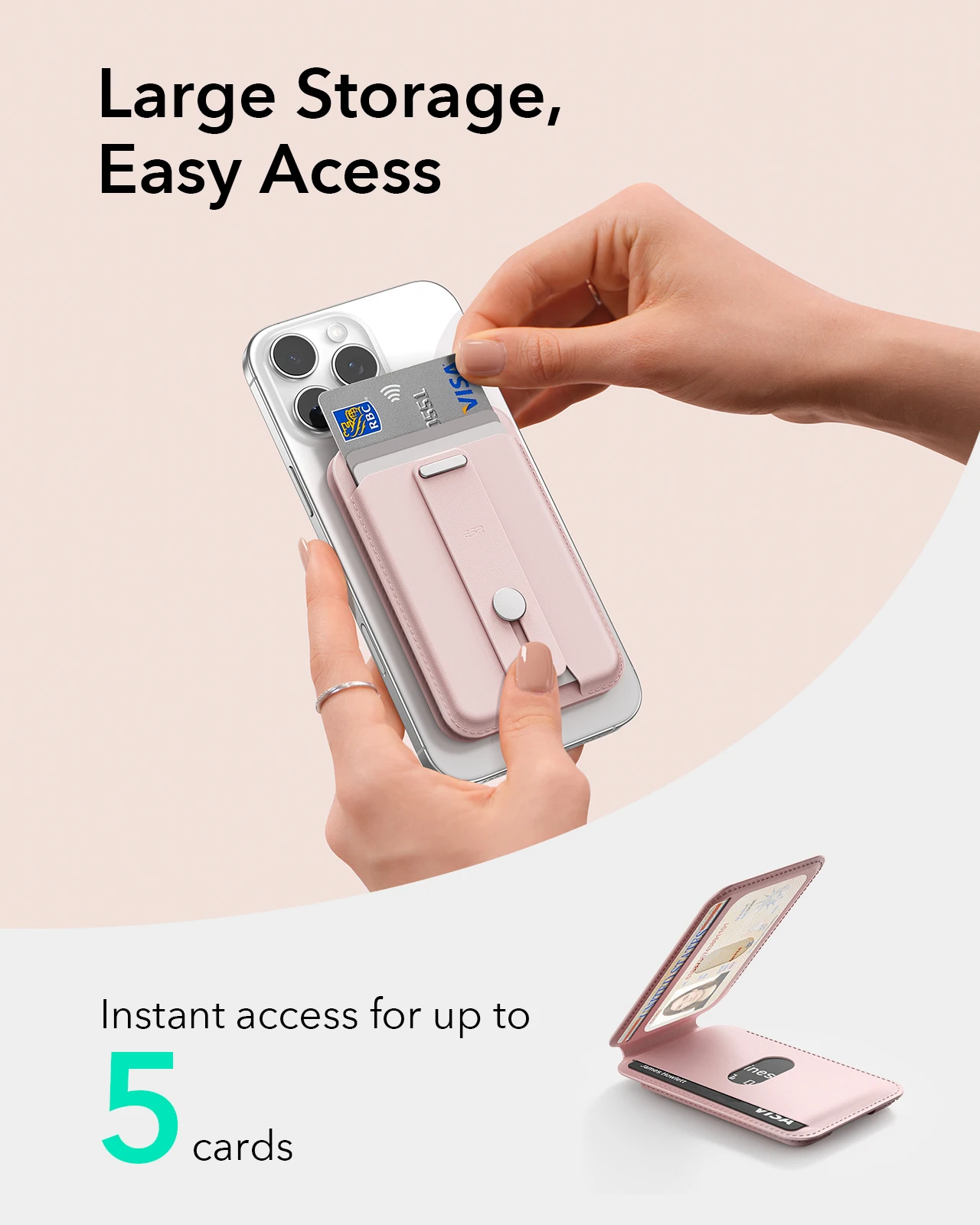 ESR for iPhone 17/16/15/14/13 MagSafe Wallet Apple 5 Card Holder Secure Grip Finger Best Buy Magnetic Phone Card Wallet