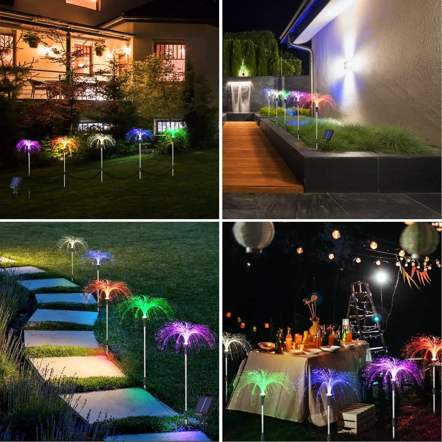 2pcs Lot Solar Garden Lights Outdoor 2 Modes Jellyfish Lights 7 Color Changing Waterproof Yard Lights Decorative Flower Lights