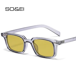 SO&EI Fashion Small Rectangle Sunglasses Women Candy Color Shades UV400 Retro Rivets Men Punk Sun Glasses