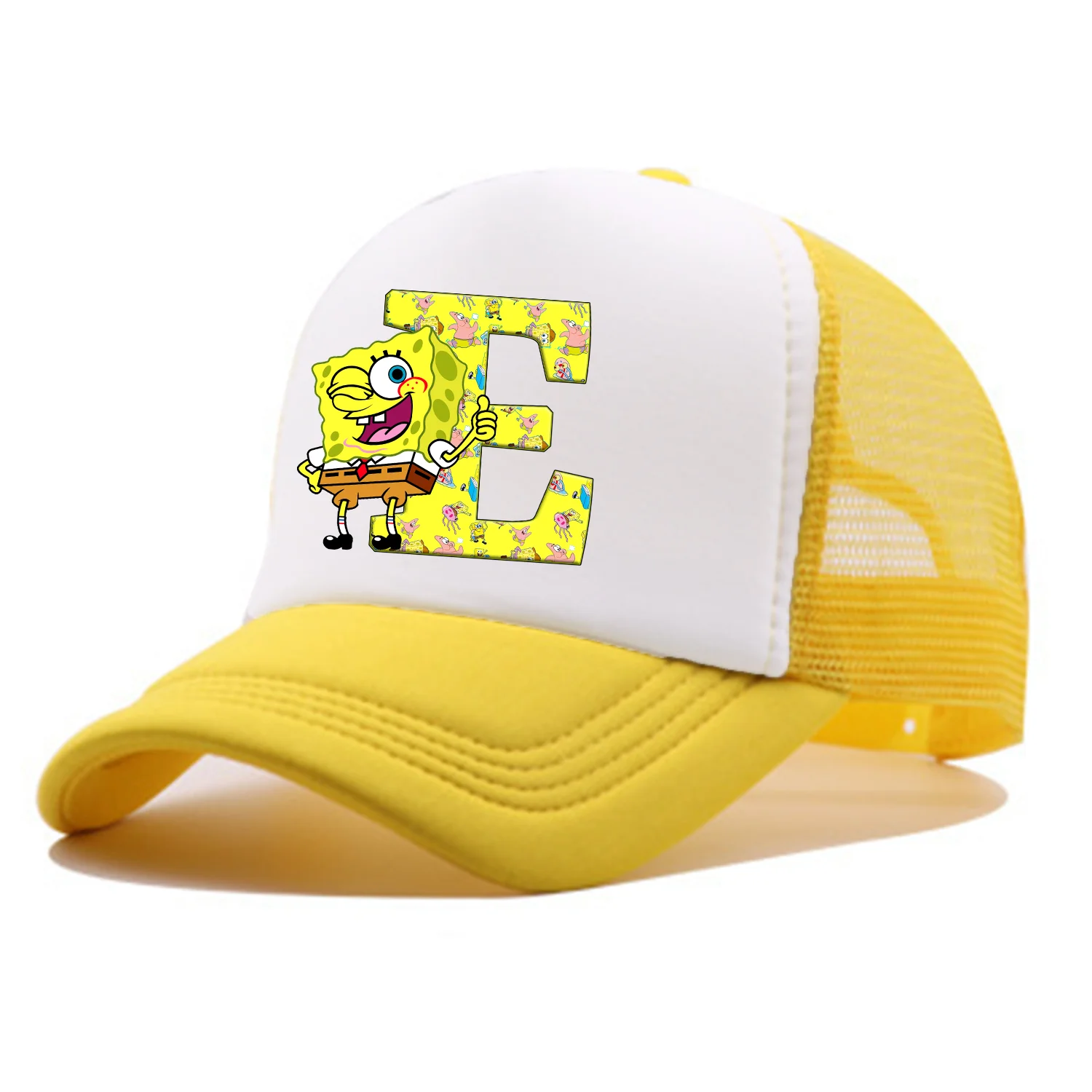Spongebobs Baseball Cap for Kids Adult Cartoon Letter Mesh Cap Kawaii  Peaked Hat Yellow Summer Cap Girls Boys Accessories Gift - view 5