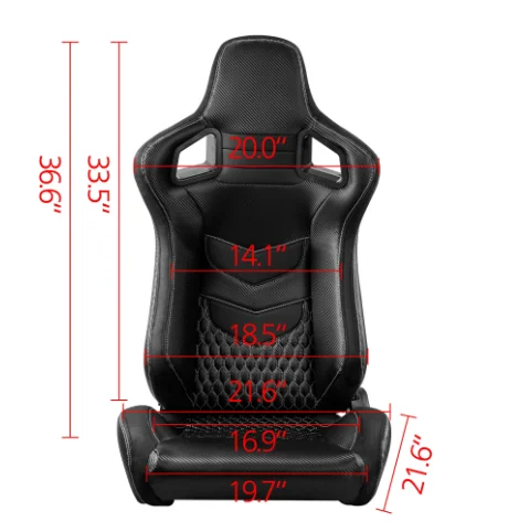 JBR1082 Hot Selling Jiabeir Universal Reclinable Black PVC Carbon Look Leather Bucket Racing Seats