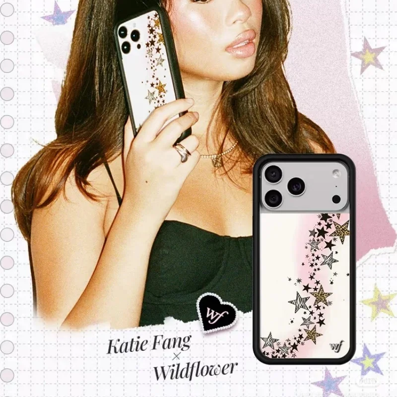 

New Wildflower Shiny Star Leopard Katie Phone Case for iPhone 17 12 13 14 15 16 Pro Max Plus 17ProMax Zebra fangs WF Cover﻿﻿﻿﻿
