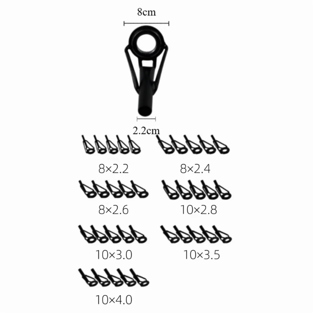 35 قطعة الفولاذ المقاوم للصدأ ، السيراميك الصيد رود تلميح طقم تصليح 7 أحجام الأسود قصبة صيد خشبية طقم تصليح الصيد رود العيينة طقم تصليح #5