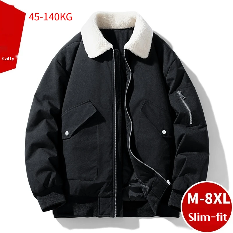 

Мужская одежда больших размеров M-8XL, куртка из овечьей кожи, мужская зимняя толстая хлопковая куртка, теплая хлопковая куртка, ветрозащитная, водонепроницаемая, модная