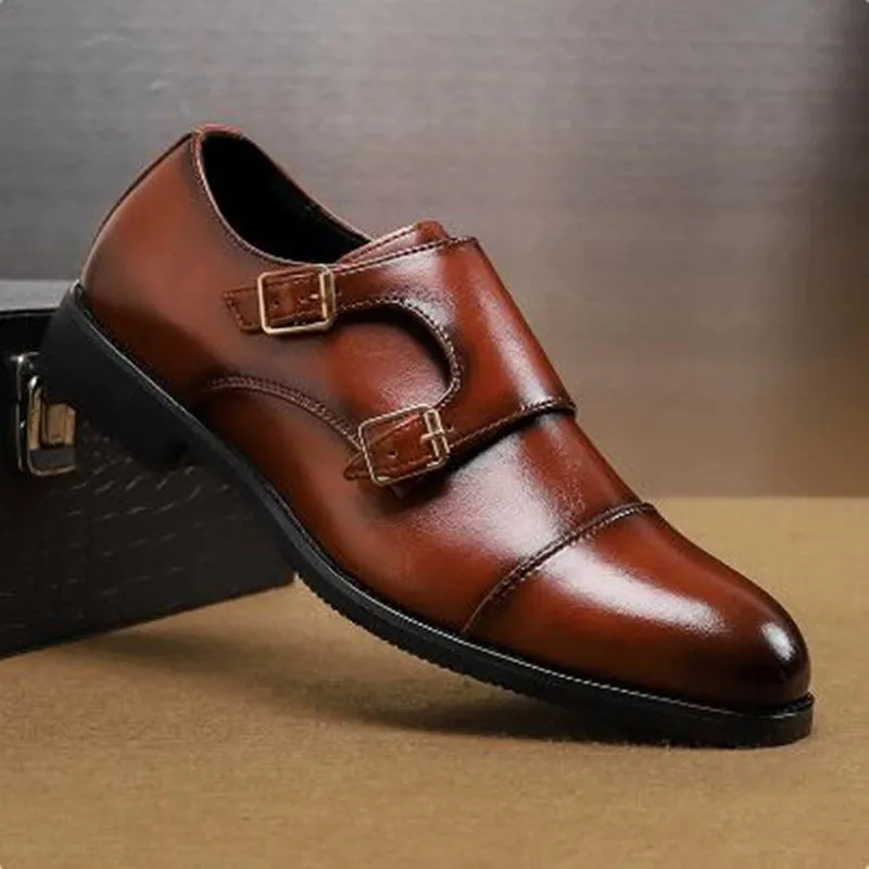 New Luxury Brand Men Casual Shoes Leather Men Fashion Double Buckle Loafers Mens Slip-on Board Oxford Shoes Spring Elegant Flats