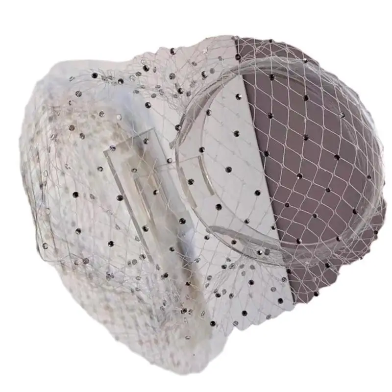 

652F Veil Headbands For Womens,Ribbon Headband with Rhinestones Hairbands Hair Accessories for Girls, Teens and Womens