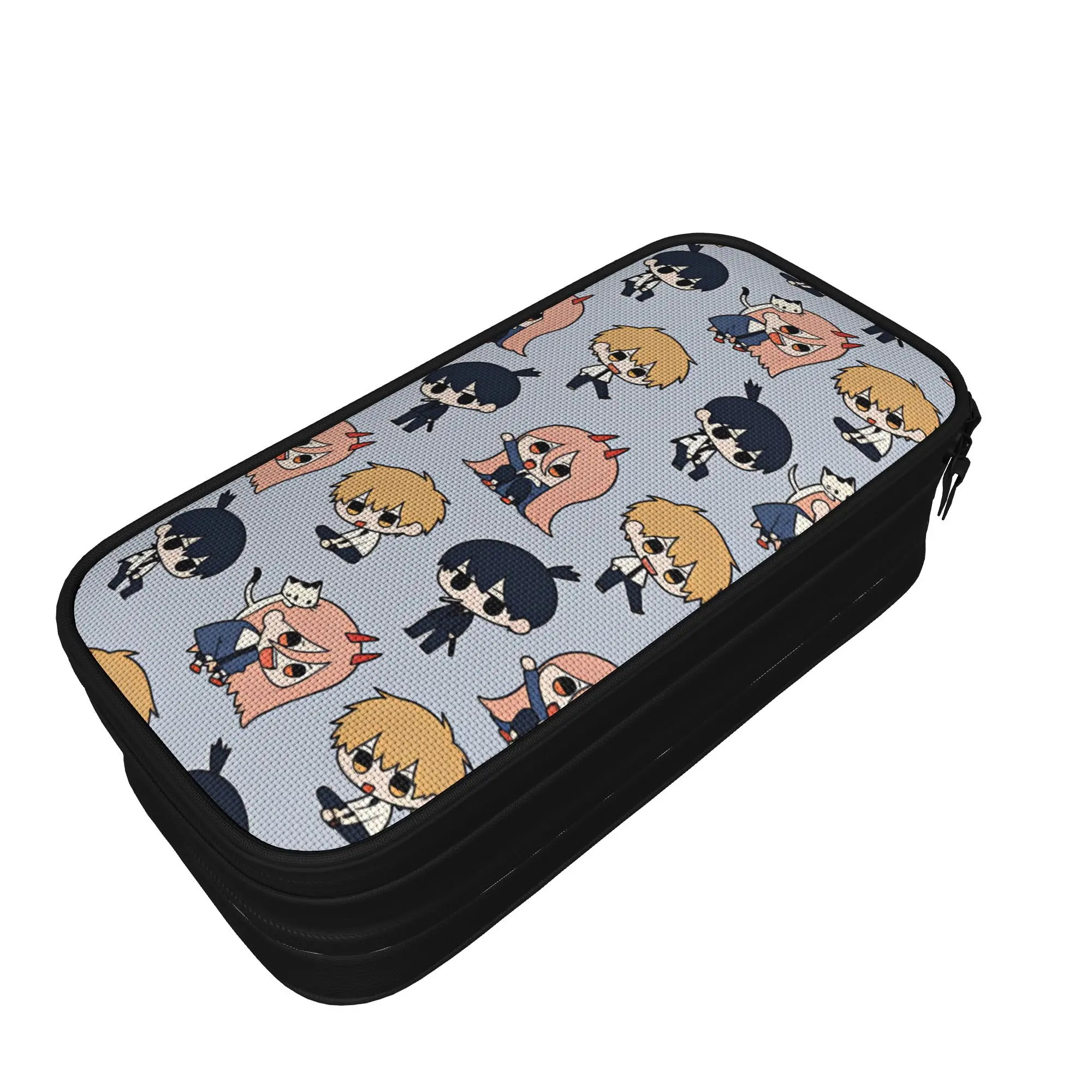 Chainsaws Man Pencil Case  School Pencil Cases Double Layer Boy Girl Aesthetic University Pencil Pouch School Supplies