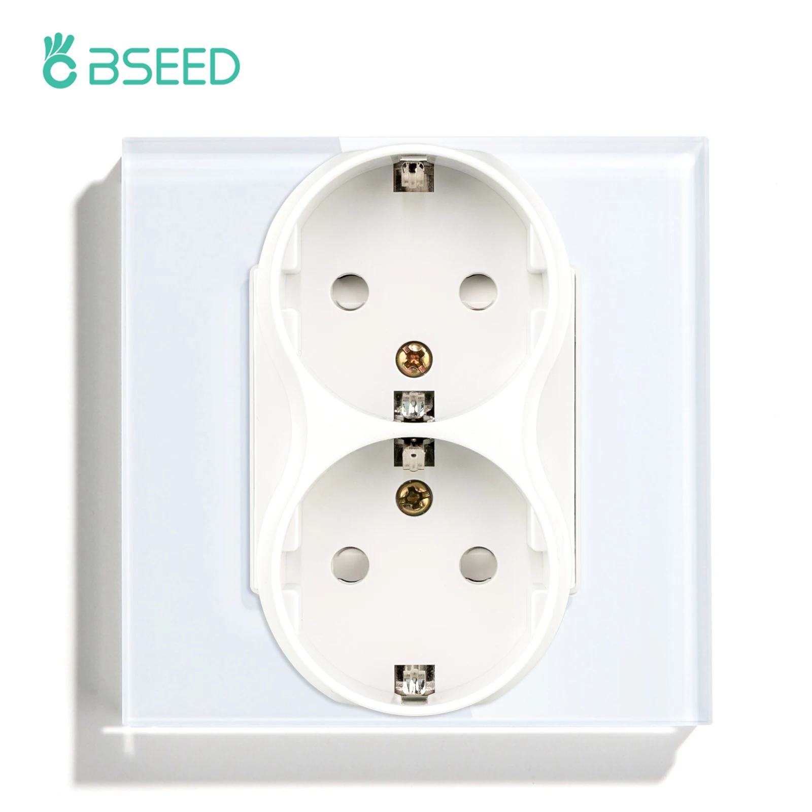 BSEED Double EU Sockets Europe Dual Power Outlets Glass Panel Triple Electrical Plugs 110-250V Home Inprovement