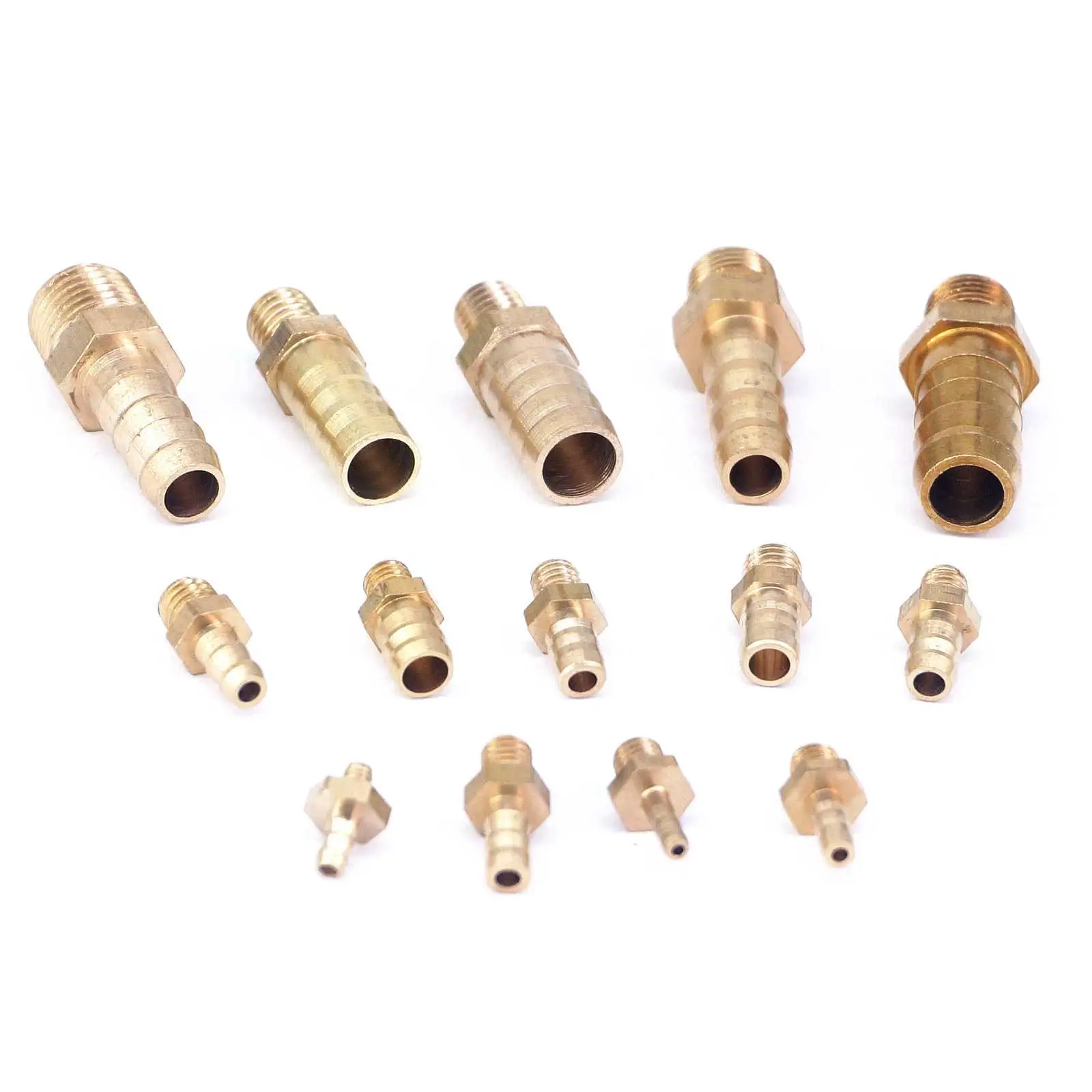 5pcs Brass Hose Barb Male BSP M5 M6 M8 M10 M12 Thread Pipe Fitting Barb Hose Tail Connector 2.5mm to 10mm Tools Accessory