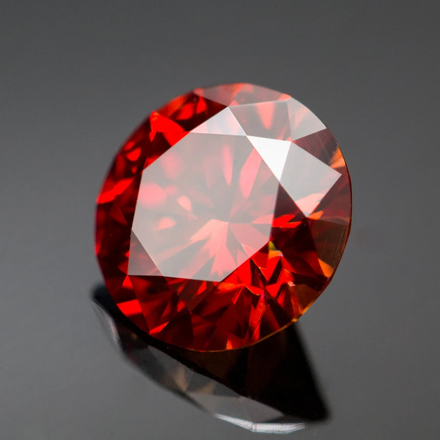 Diamants de laboratoire coupe ronde arc-en-ciel, orange, rouge Moissanite At Coal VVl's, document de coupe ronde, réussi le test de diamant avec rapport GRA, 0,5 ct-5,0 ct