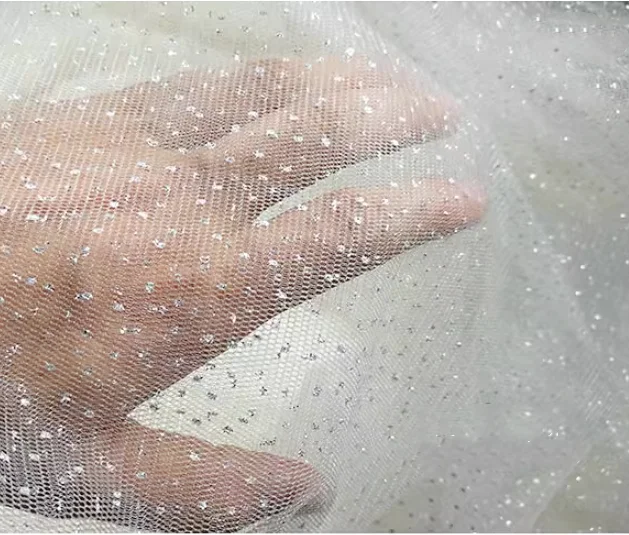 5 mt/los Glänzenden Feinen Pulver Tüll Stoff Silber Feinen Pulver Schleier Hochzeit Hintergrund Garn Tüll Stoff – Detail 1