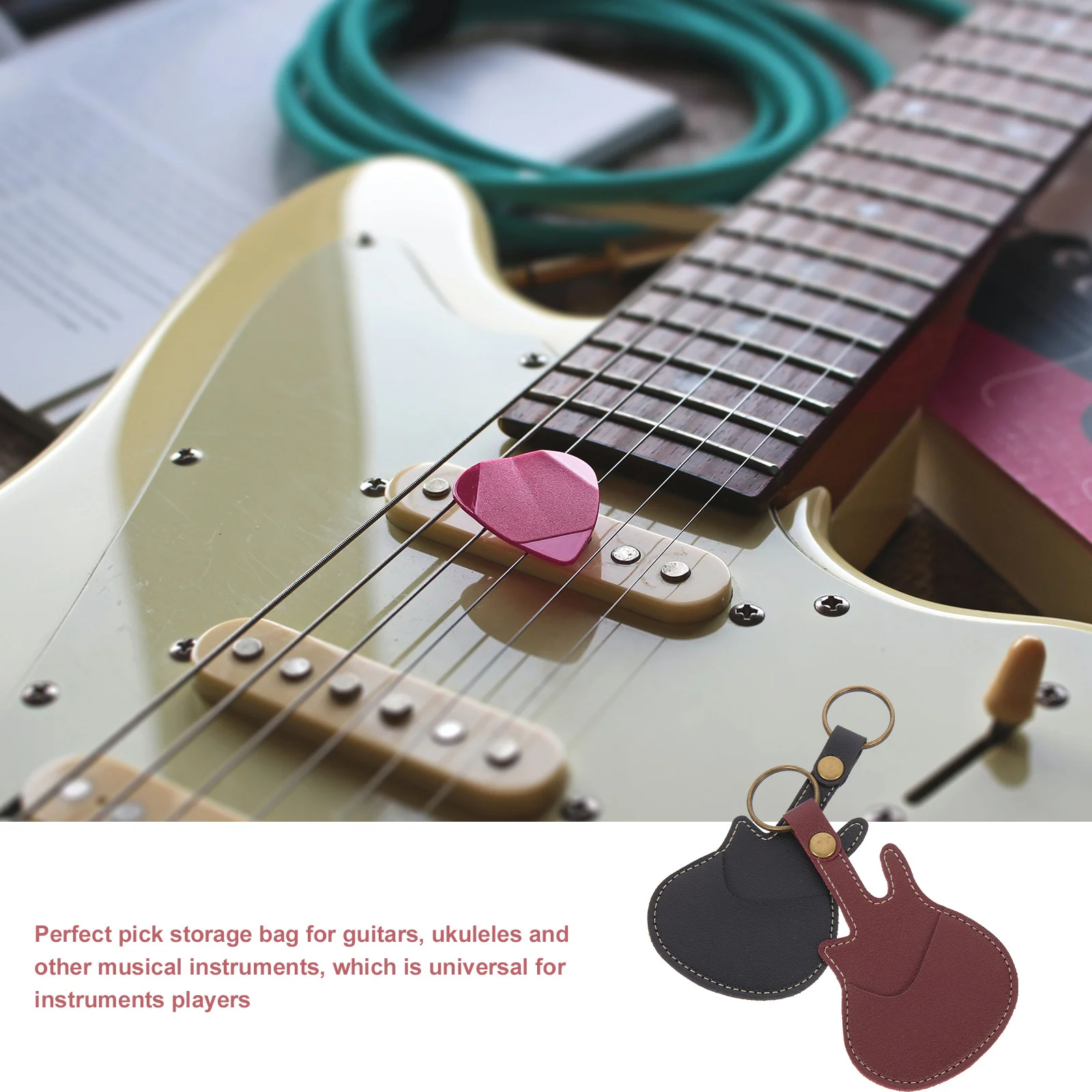 

2Pcs Pick Bag Guitar Shaped Portable Storage for Guitar Bass Ukulele Picks Capo Lightweight Organizer for Musicians