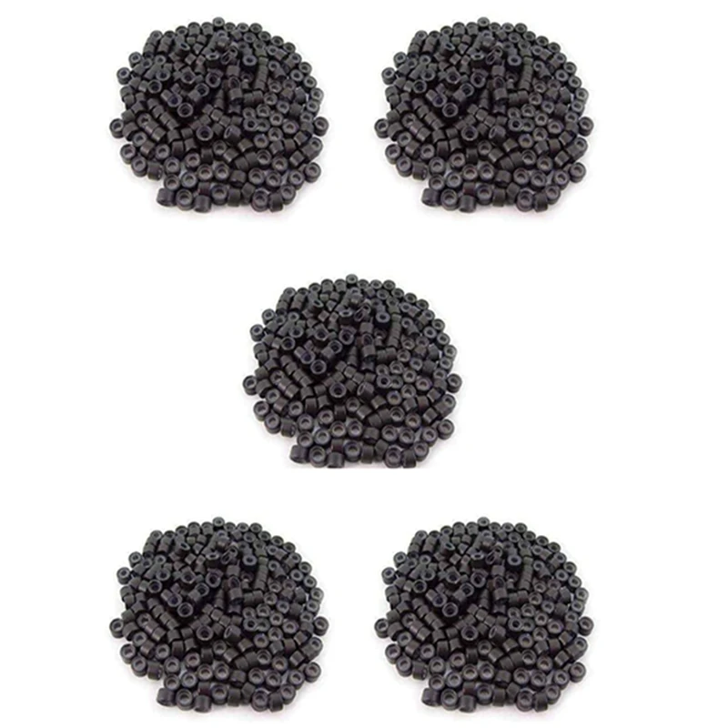 AA20-1000 قطعة 5 مللي متر بني داكن اللون سيليكون اصطف حلقات صغيرة الروابط الخرز ل I بوند عصا تلميح ريشة وصلات شعر #4