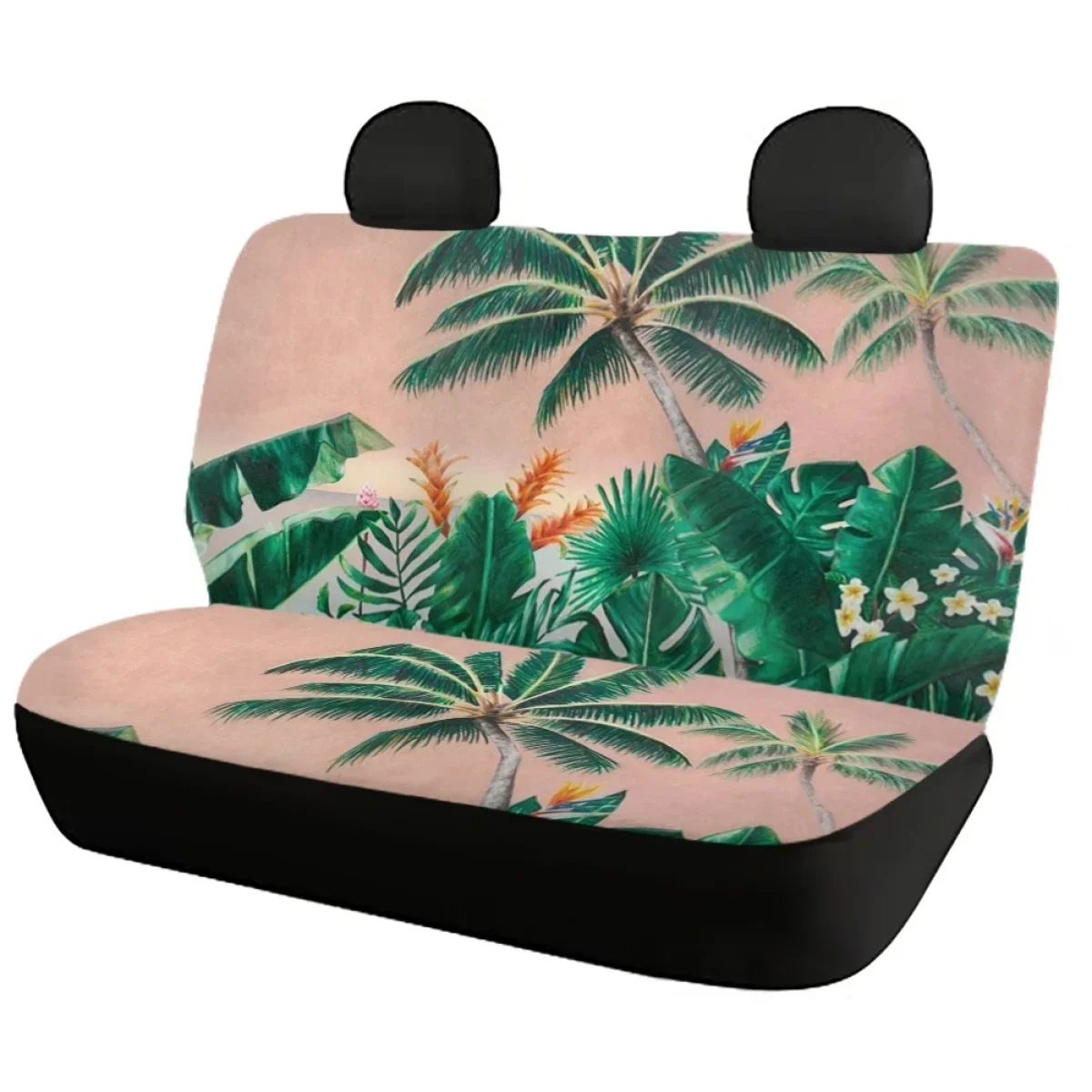 Hawaiian Botanical Printing Slip-Resistant Auto Accessories Car Seat Cover Sets for Women General Front and Rear Seat Cover