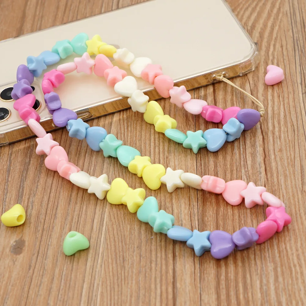 New Pink Five-pointed Star Pearl Phone Chain Resin Smiley Face Beaded Mobile Phone Lanyard for Women Jewelry view 2