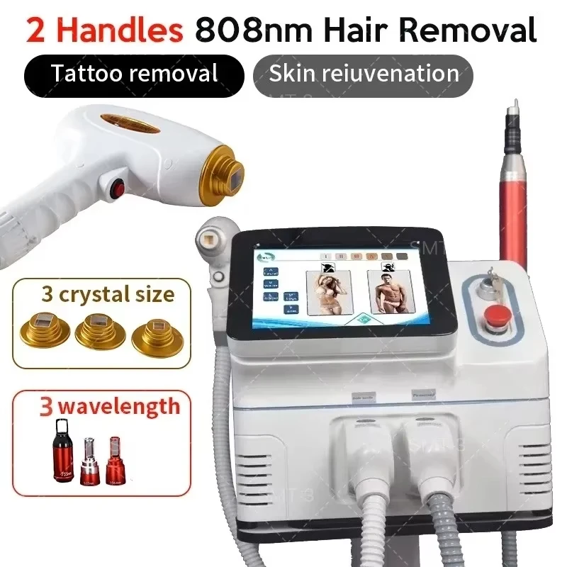 Portable 2 in 1 Picosecond Laser Tattoo Removal Beauty Machine 2000W Diode Laser 808 755 1064 Hair Removal Equipment