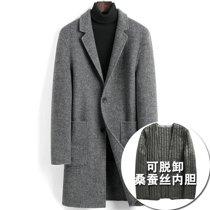 2023 Men's Jacket 100% Wool Coat Men Winter Oversized Thick Double-sided Wool Jackets Chic Long Coats Abrigos Jaqueta Masculina