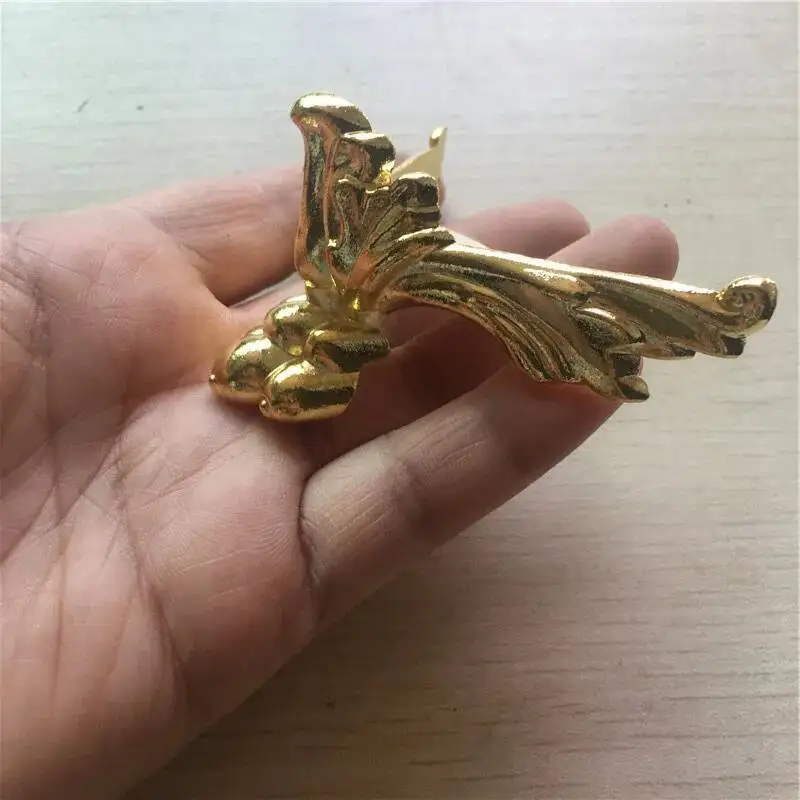 Kaki Hewan Motif Harimau dari Paduan Seng Vintage Cina, Kaki Dekorasi Eropa, Kaki Kotak Kayu, Sudut Kabinet, Warna Emas, 84*42Mm, 8Pcs