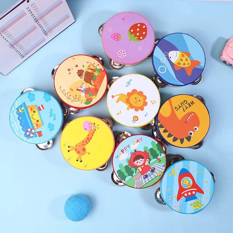 10 سنتيمتر خشبية الدف طبل جرس دليل آلة موسيقية قرع وسائل تعليمية للأطفال لعبة التعليم المبكر طبلة ذات يد #4