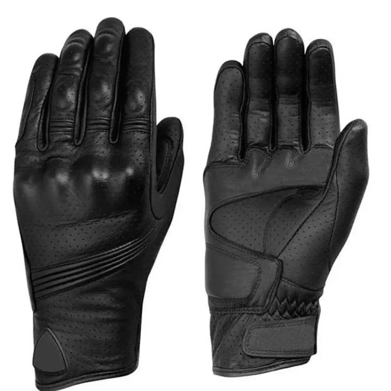

Classic Retro Cow Leather Motorcycle Gloves Black Full Finger Gloves Motorbike Locomotive Gloves Touch Screen Moto Glove2024,New