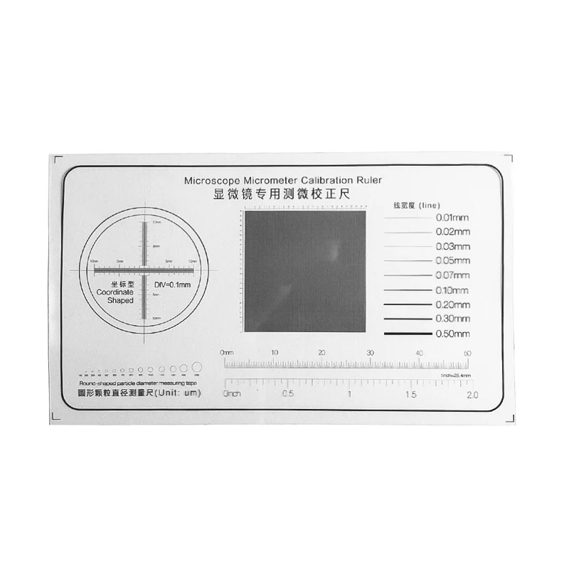 Microscope Micrometer Calibration Ruler PET Grid Net Micrometer Cross Line Scale Measuring Round Shaped Coordinate Measurement