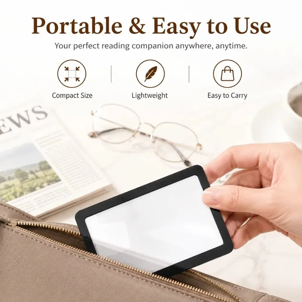 10pcs 3X Magnification Magnifying Glass PVC Pocket Size Card Magnifier Flat Credit Card Size Pocket Magnifier Small Print