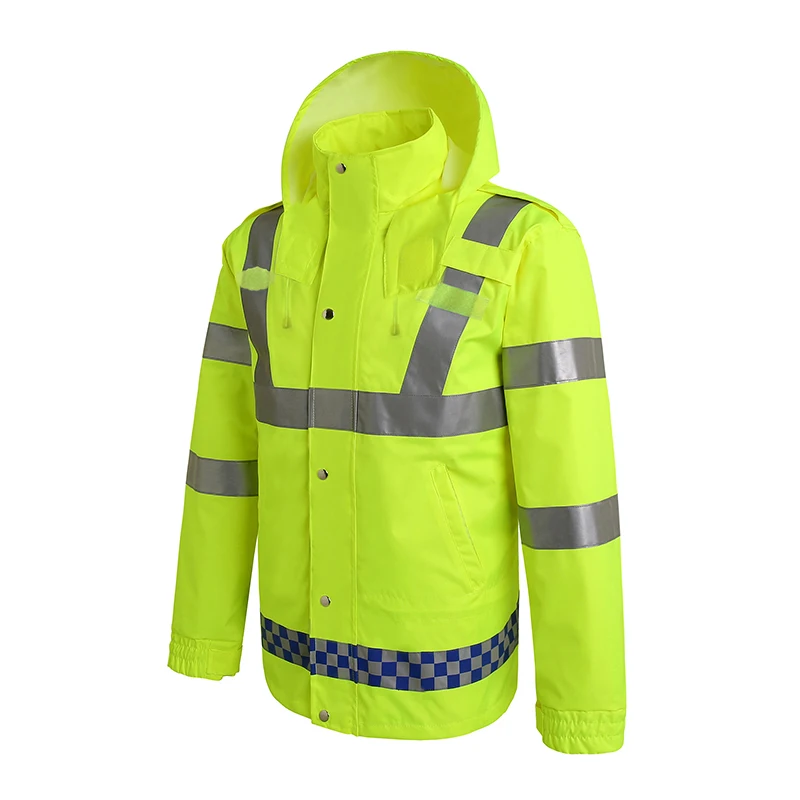 Men\'s Work Wear Jacket Reflective Raincoat Jacket High Visibility Working Jacket Traffic Warning Coat Waterproof Size M-3XL