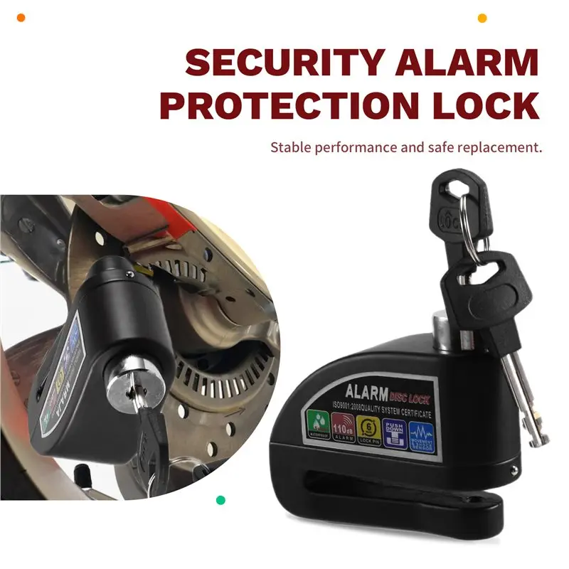 AS95-Motorcycle Scooter Disc Brake Lock Bicycle Anti-Theft Wheel Disc Brake Lock Waterproof Security Alarm Protection System